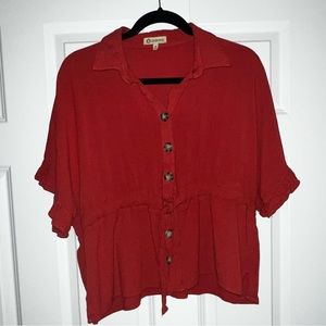 Democracy burnt orange button down shirt size medium
